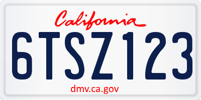 CA license plate 6TSZ123