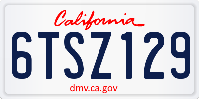 CA license plate 6TSZ129