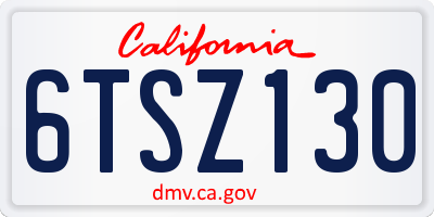 CA license plate 6TSZ130