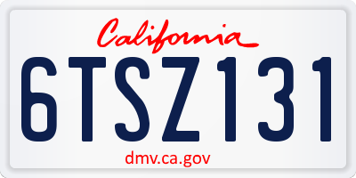 CA license plate 6TSZ131