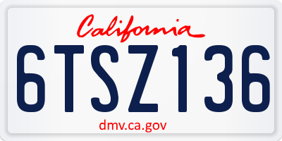 CA license plate 6TSZ136