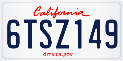 CA license plate 6TSZ149