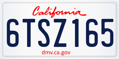 CA license plate 6TSZ165