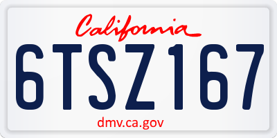 CA license plate 6TSZ167