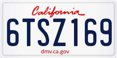 CA license plate 6TSZ169