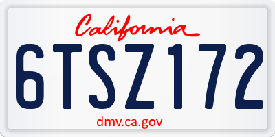 CA license plate 6TSZ172