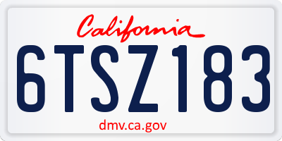 CA license plate 6TSZ183