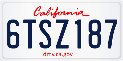 CA license plate 6TSZ187