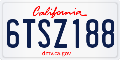 CA license plate 6TSZ188