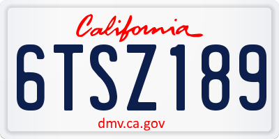 CA license plate 6TSZ189