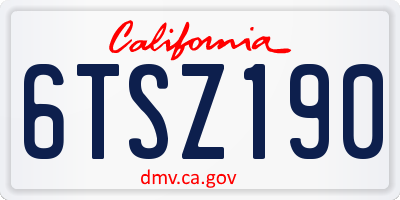 CA license plate 6TSZ190
