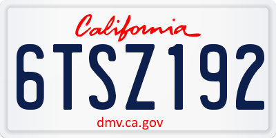 CA license plate 6TSZ192