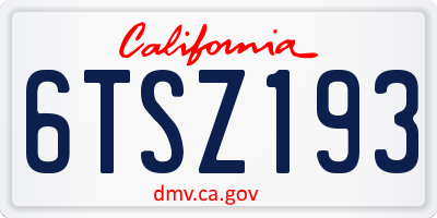 CA license plate 6TSZ193