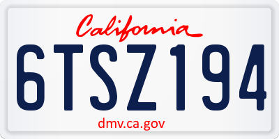 CA license plate 6TSZ194
