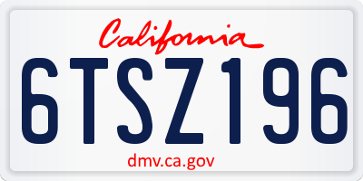 CA license plate 6TSZ196