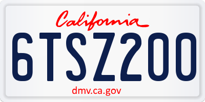 CA license plate 6TSZ200