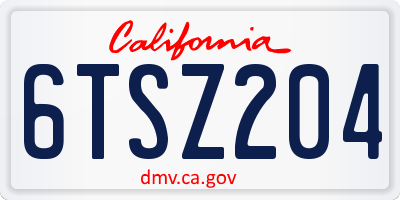 CA license plate 6TSZ204