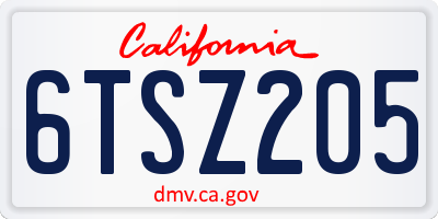 CA license plate 6TSZ205