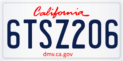 CA license plate 6TSZ206