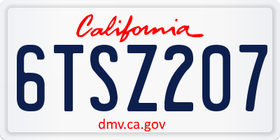 CA license plate 6TSZ207