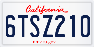 CA license plate 6TSZ210