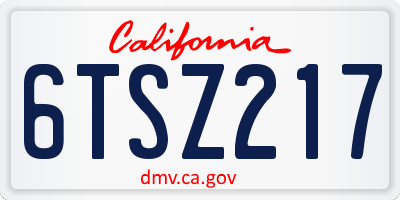 CA license plate 6TSZ217