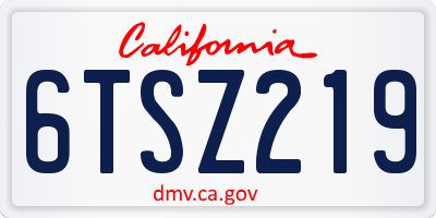 CA license plate 6TSZ219