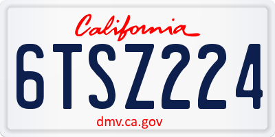 CA license plate 6TSZ224