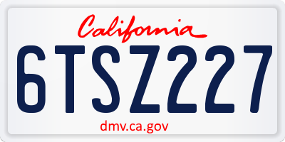 CA license plate 6TSZ227
