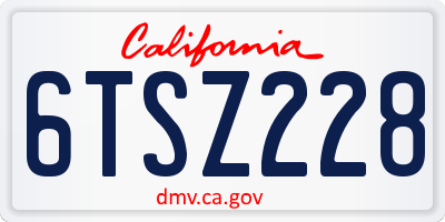 CA license plate 6TSZ228