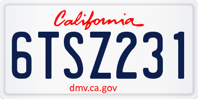 CA license plate 6TSZ231