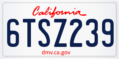 CA license plate 6TSZ239