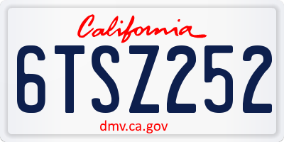 CA license plate 6TSZ252