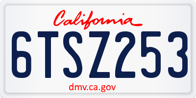 CA license plate 6TSZ253