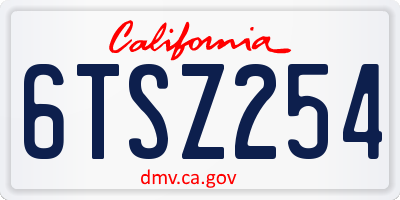 CA license plate 6TSZ254