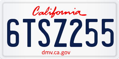 CA license plate 6TSZ255