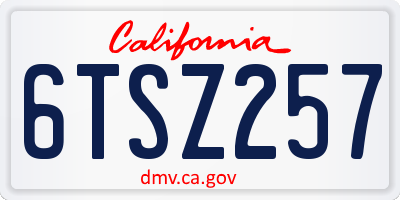 CA license plate 6TSZ257