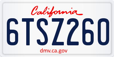 CA license plate 6TSZ260