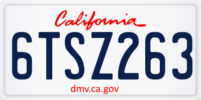 CA license plate 6TSZ263