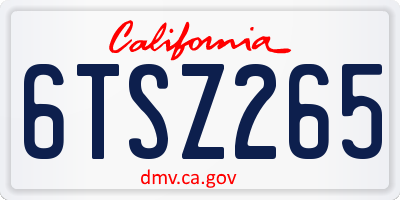 CA license plate 6TSZ265