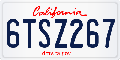 CA license plate 6TSZ267