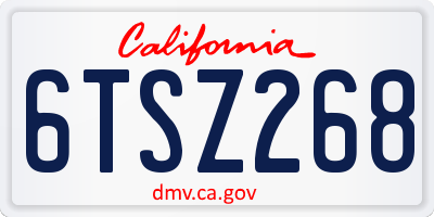 CA license plate 6TSZ268
