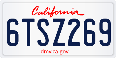 CA license plate 6TSZ269