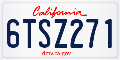 CA license plate 6TSZ271