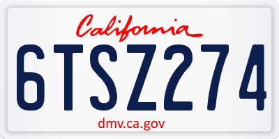 CA license plate 6TSZ274