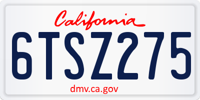CA license plate 6TSZ275