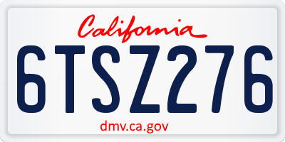 CA license plate 6TSZ276