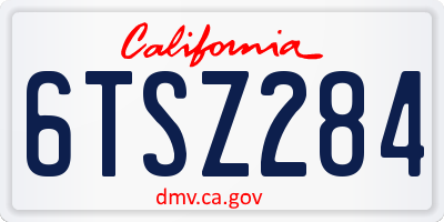 CA license plate 6TSZ284