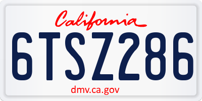 CA license plate 6TSZ286