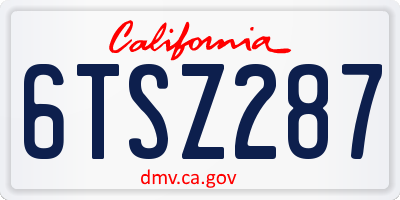 CA license plate 6TSZ287